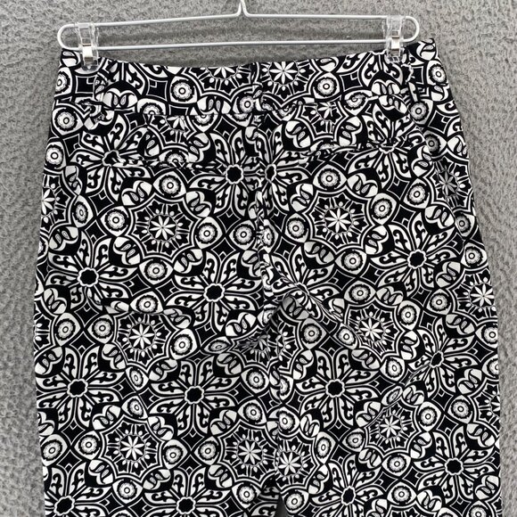 Talbots Pants Womens 8 Petite Black White Pattern Stretch Cropped Capri Vintage - Picture 4 of 12